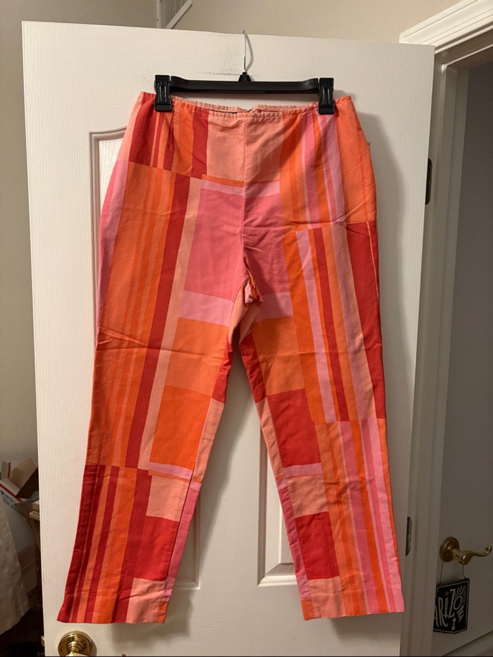 Vintage Lafayette 148 New York Pink and Orange Geometric Pants size 10
